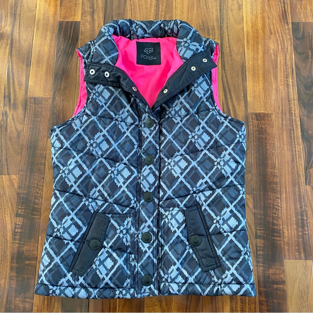 Fox Fall Winter Sleeveless Gray Puffer Vest Jacket Outerwear Women's Size M